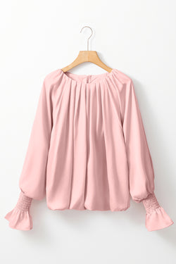 Albaricoque blusa satinada plegada rosa *