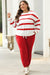 Red Striped Drop Shoulder Sweater and Jogger Pants Set