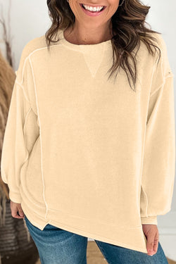 Beige and splicing beige sweatshirt