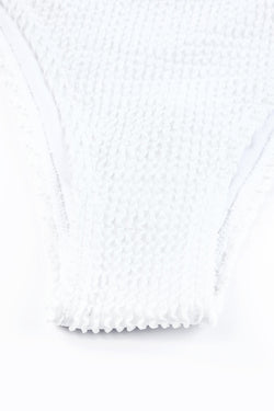 Maillot de bain bikini asymétrique texturé froissé blanc à une épaule