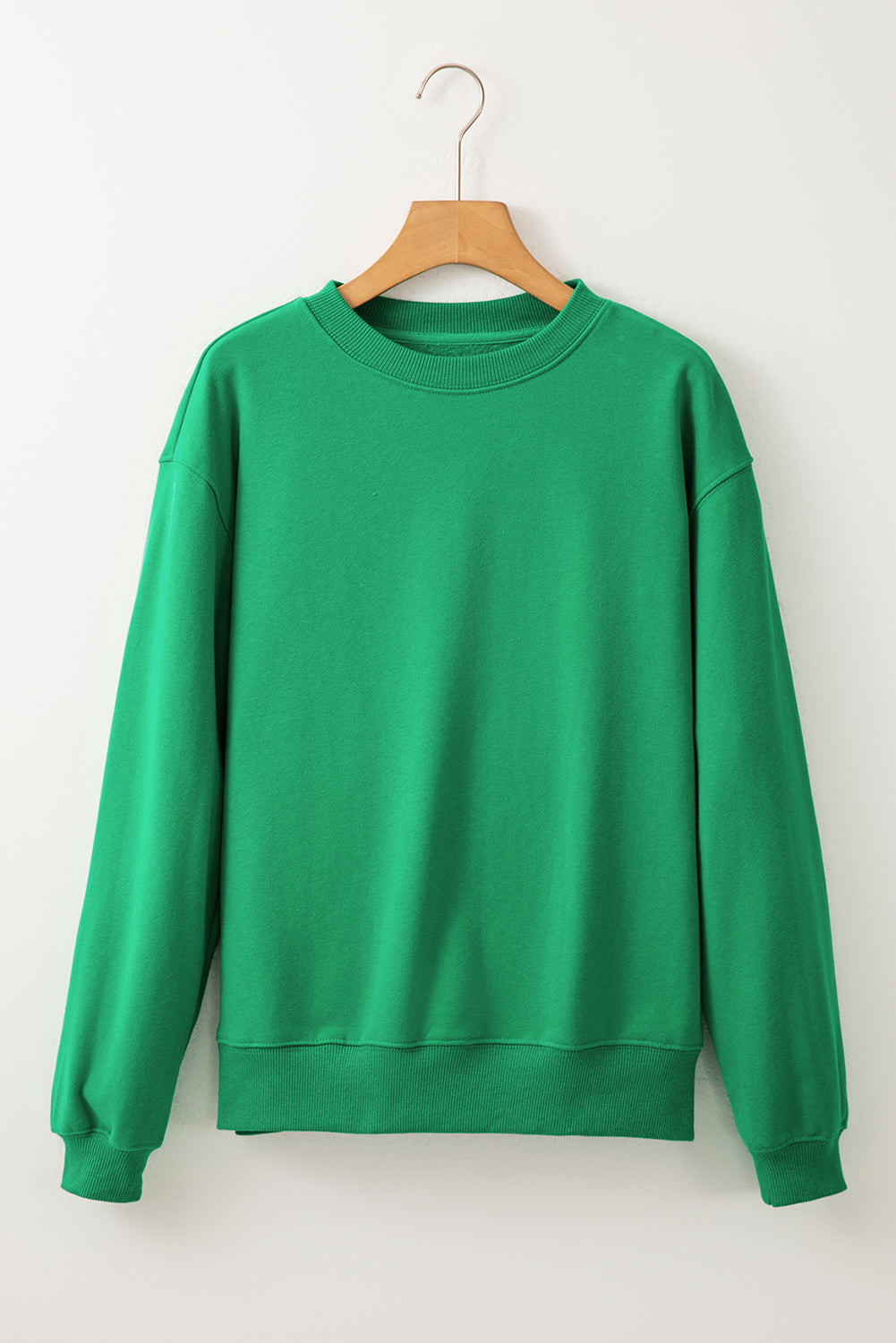 Sudadera en tela de esponja con hombro caído y forro en vellón verde oscuro oscuro