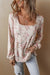 Floated pink blouse with floral print and u collar, loose cut