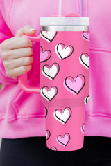 Thermos Cup estampado Red Rose Heart Día de San Valentín con mango de 40 oz