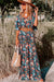 Sky blue floral long dress with knotted back and square neck