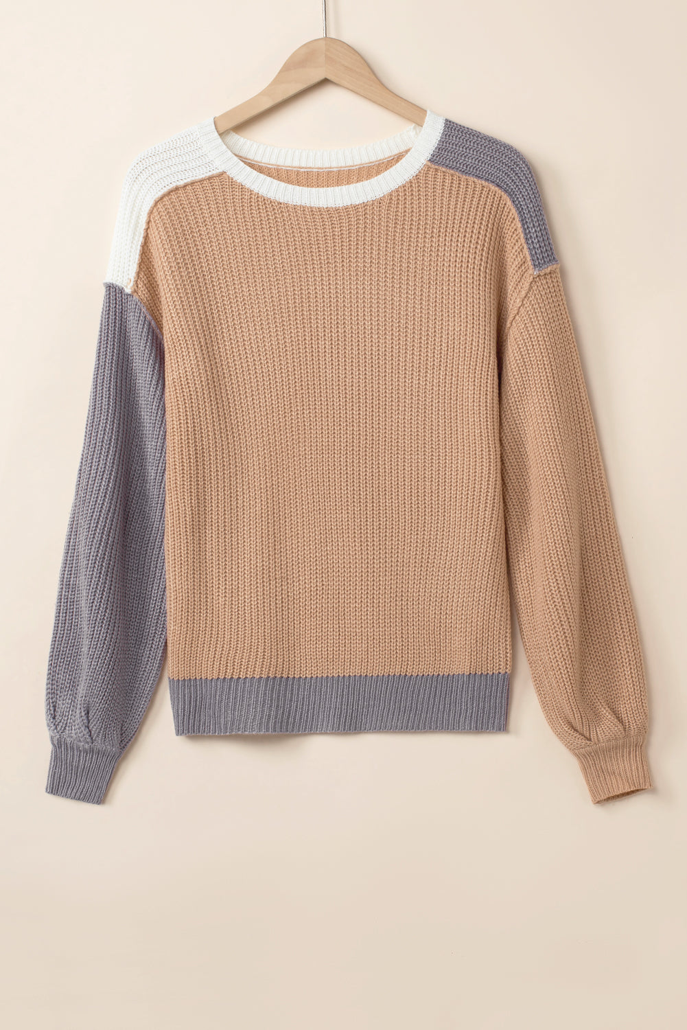 Multicolored color block patchwork loose sweater