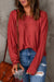 Bright Red Solid Color Patchwork Long Sleeve Top