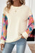 Apricot geometric print long sleeve crew neck top