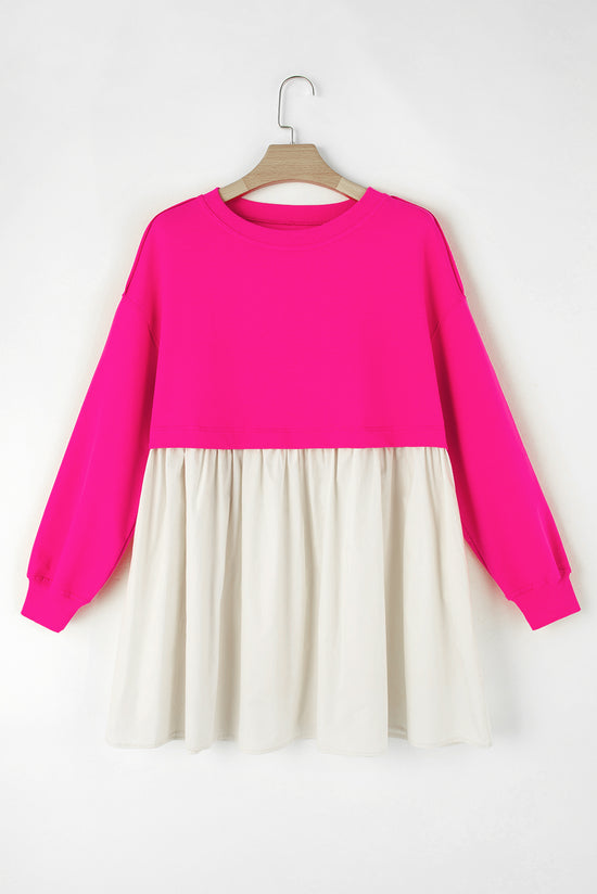 Mini-robe en popeline sweat rouge rose