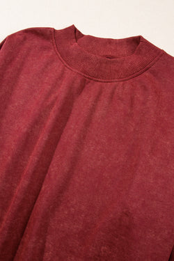 Red sweatshirt with neck and drooping shoulders Dahlia