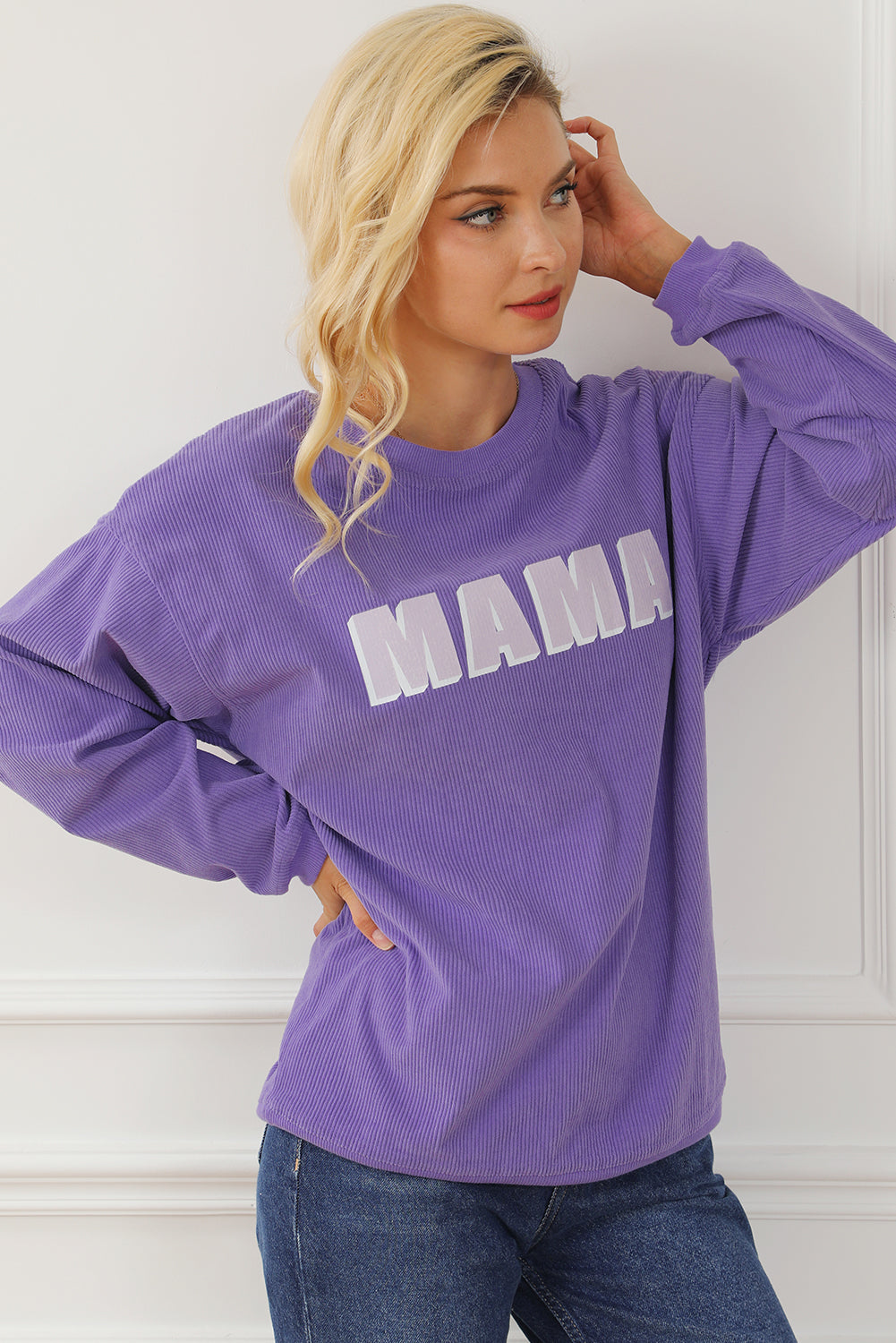 Purple Mama Reste Equipaggio Pullover Neck Pullover