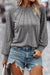 Grey pleated knit top with raglan sleeves and contrast lace