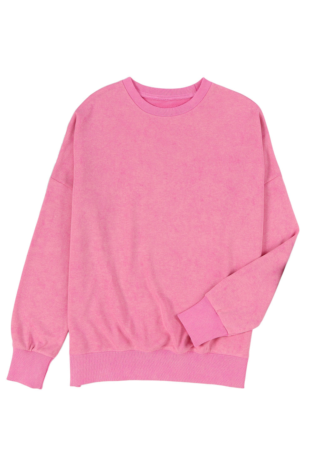 Sudadera rosa rosa con hombro caído y borde acanalado