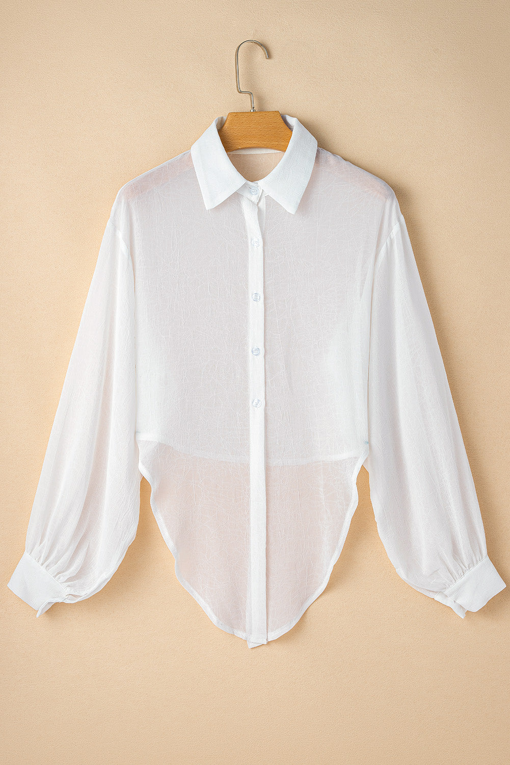 Chemise transparente blanche unie nouée sur le devant, coupe ample-A WOMAN WE LOVE