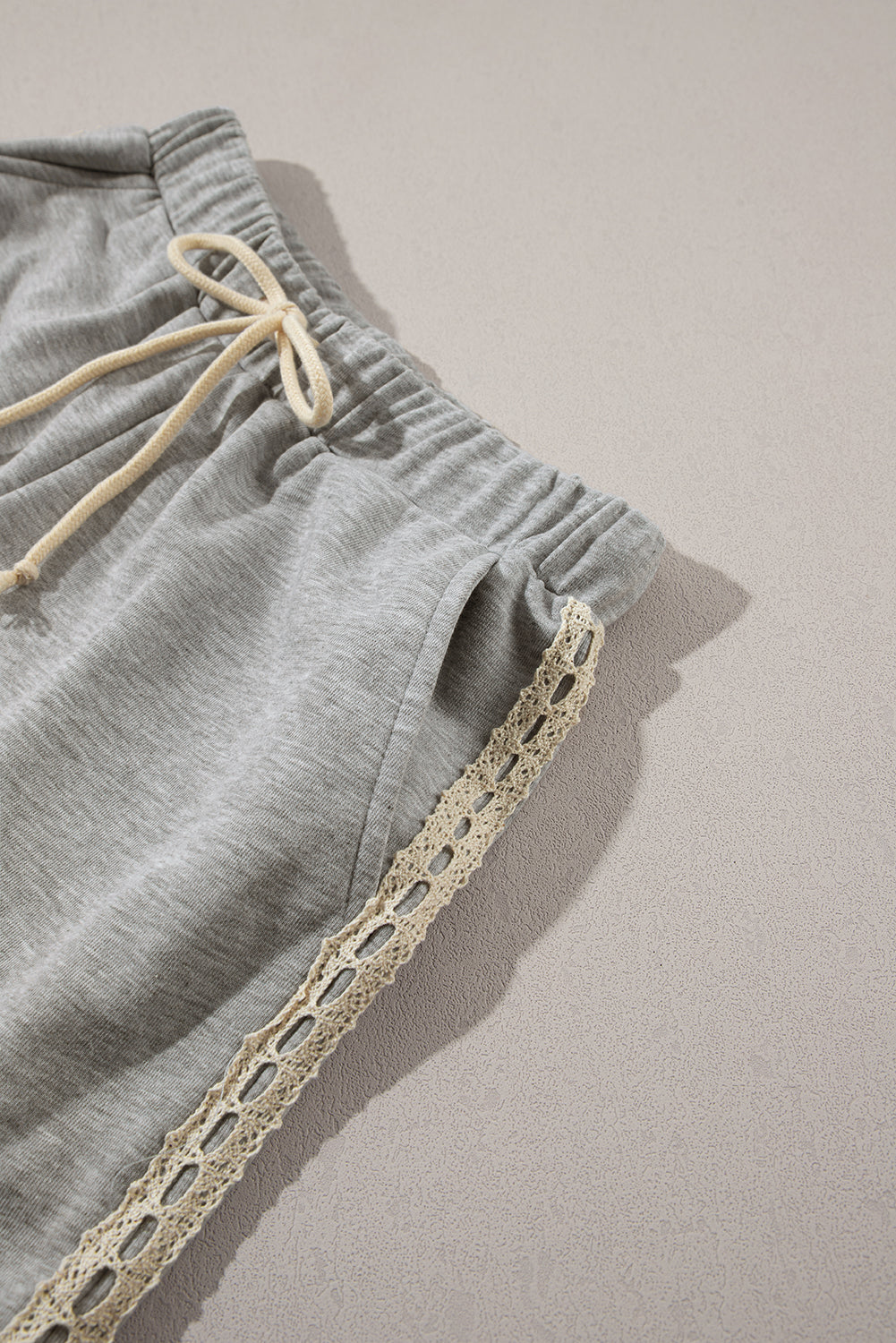 Grey Draw String ärmellose Hoodie und Shorts Set