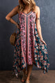 Bohemian pink floral print patchwork long summer dress