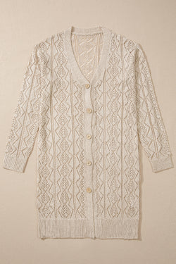 Parchment - long openwork cardigan with buttons on the front