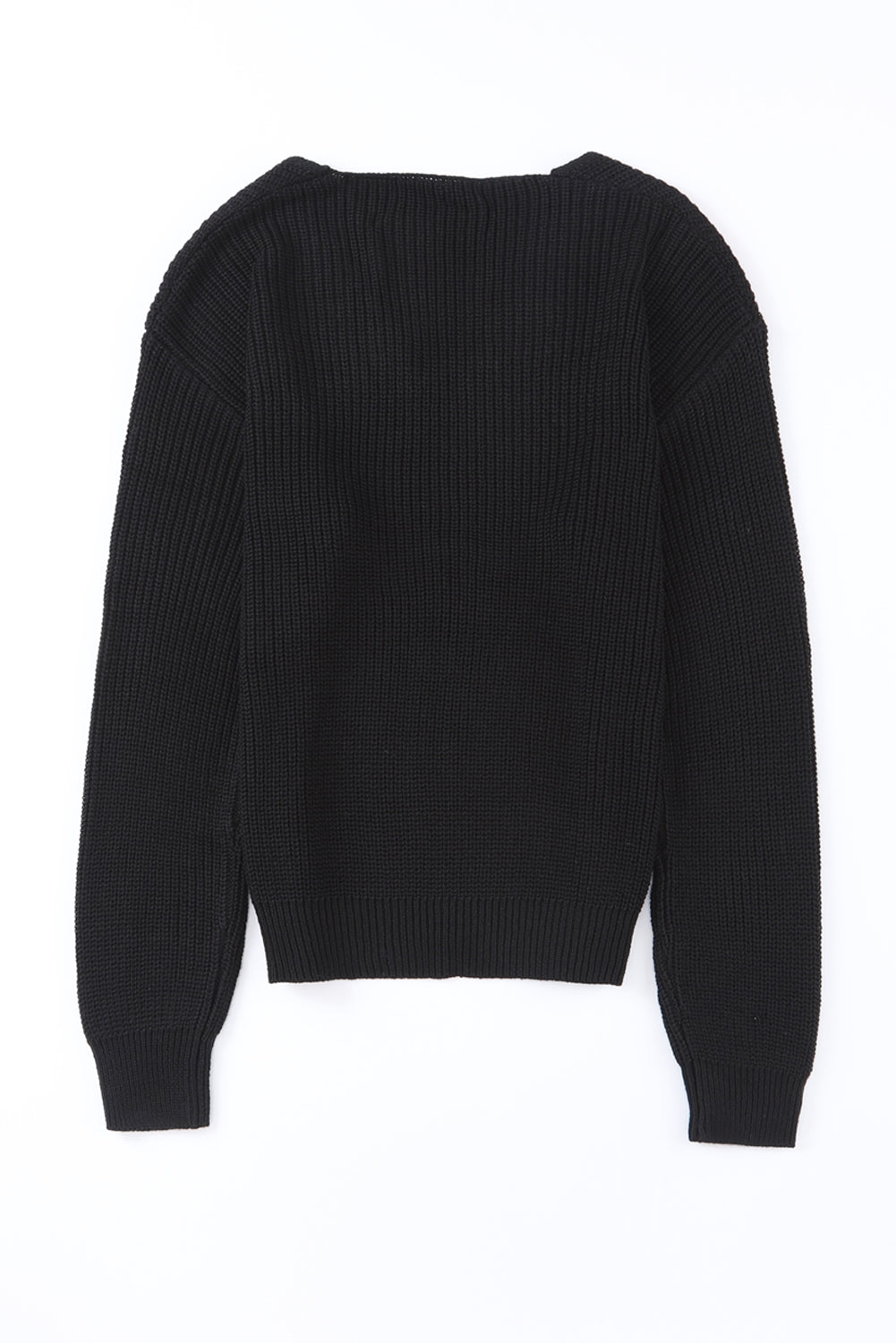 Black sweater in ribbed with V -neck