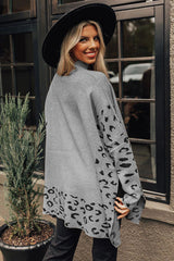 Uversize pulite gray leopard with upright collar *