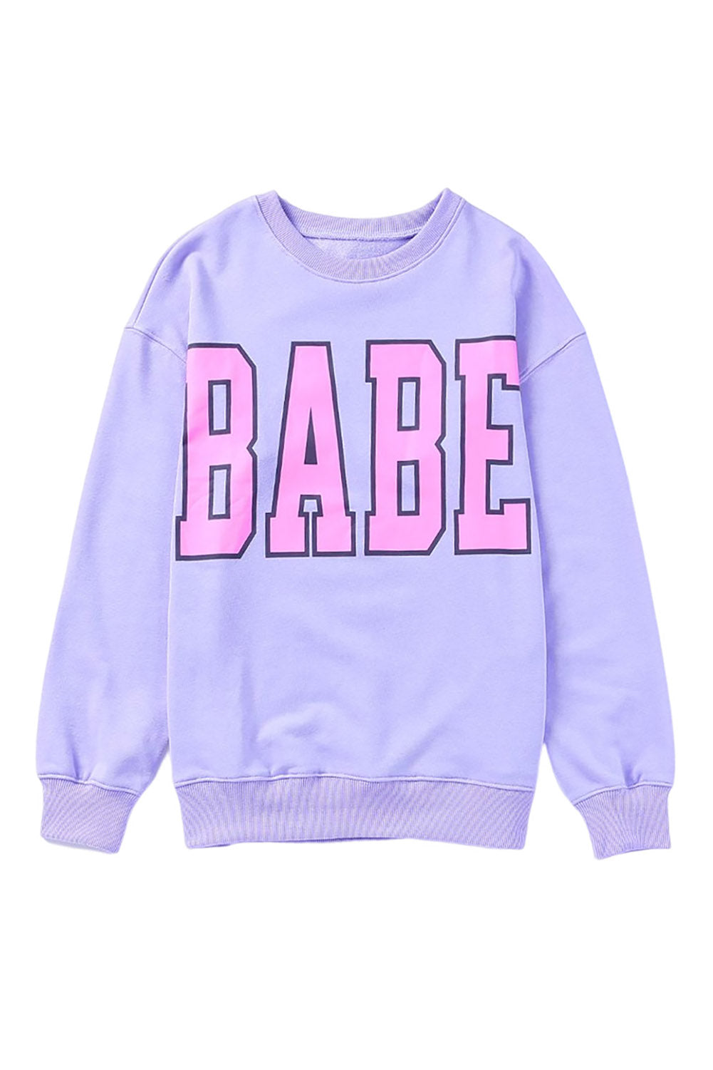 Graues Babe Buchstabe Grafikpullover Sweatshirt