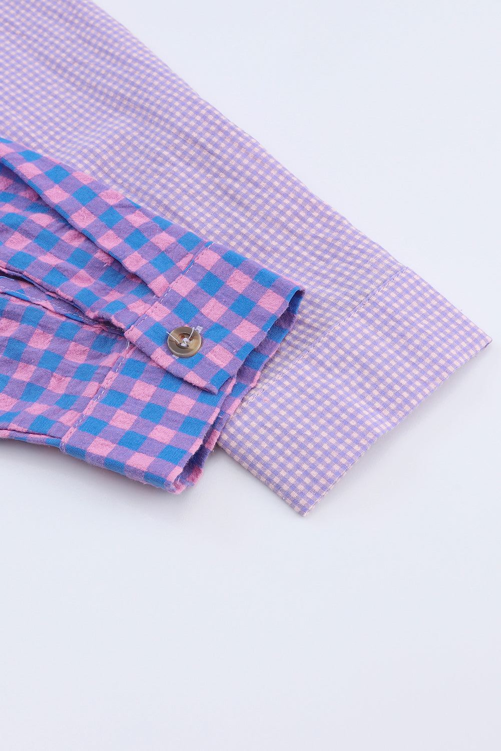 Bouton à plaid mixte violet chemise de poche à manches longues