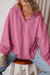 Loose hoodie with kangaroo pockets and half-zip lined with valerian fleece