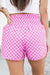 Pink Plaid High Waisted Sports Shorts