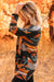 Cardigan orange à imprimé aztèque tribal occidental-A WOMAN WE LOVE