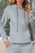 Hooded hoodie with tightening lined in fleece of light gray colored with pocket