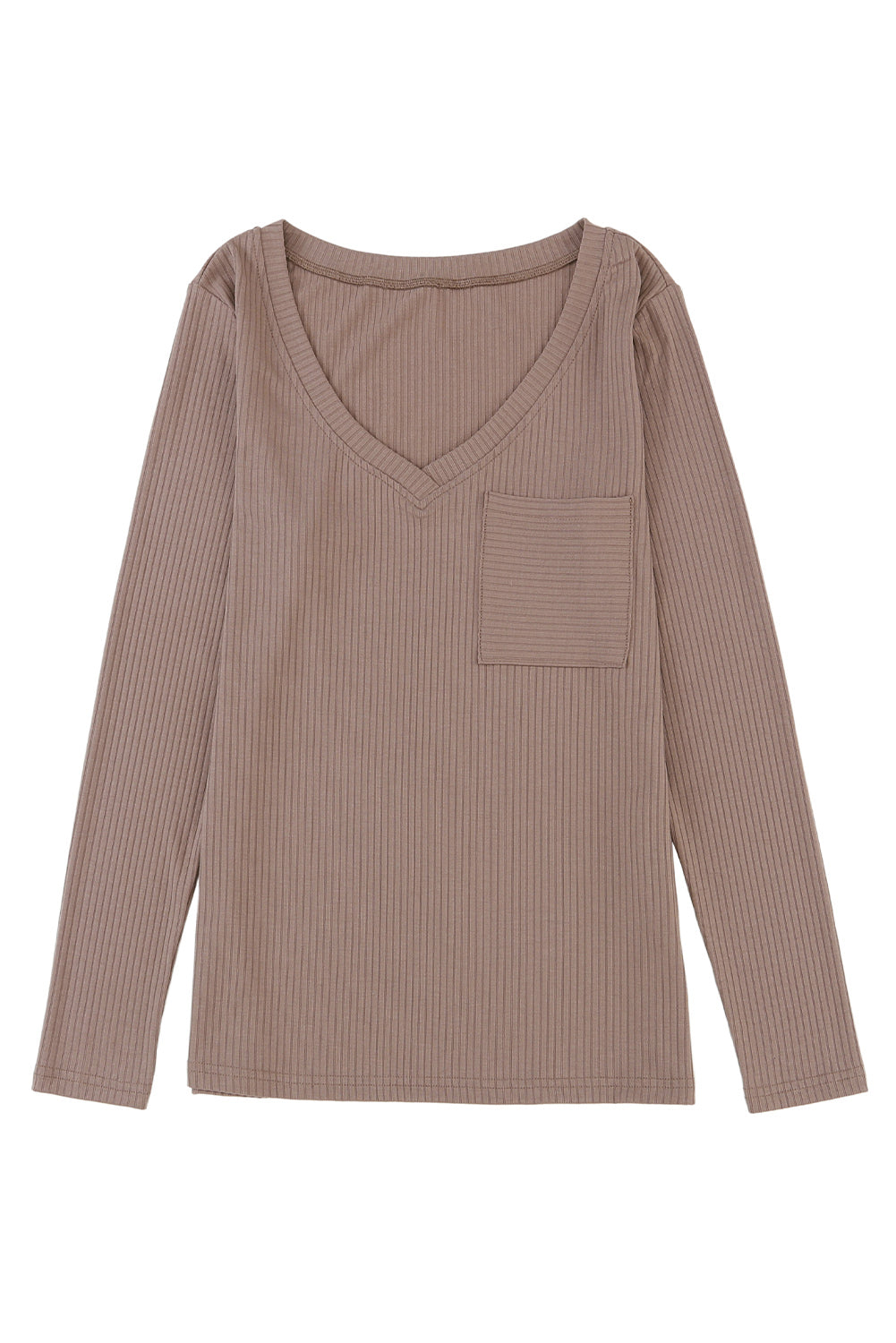 Khaki Triècé à poils en tricot patch Pocket V