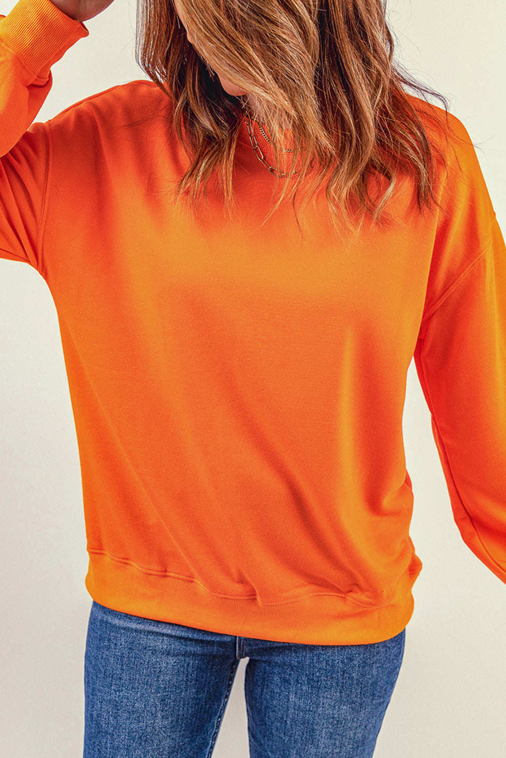 Orangefarbenes Crew Neck Pullover Sweatshirt