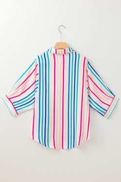 3/4 rosy striped shirt with rose stripes