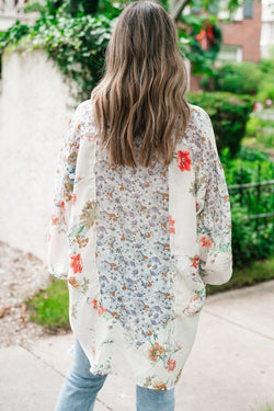 Chemise ample boutonnée à manches évêque florales Boho violettes *