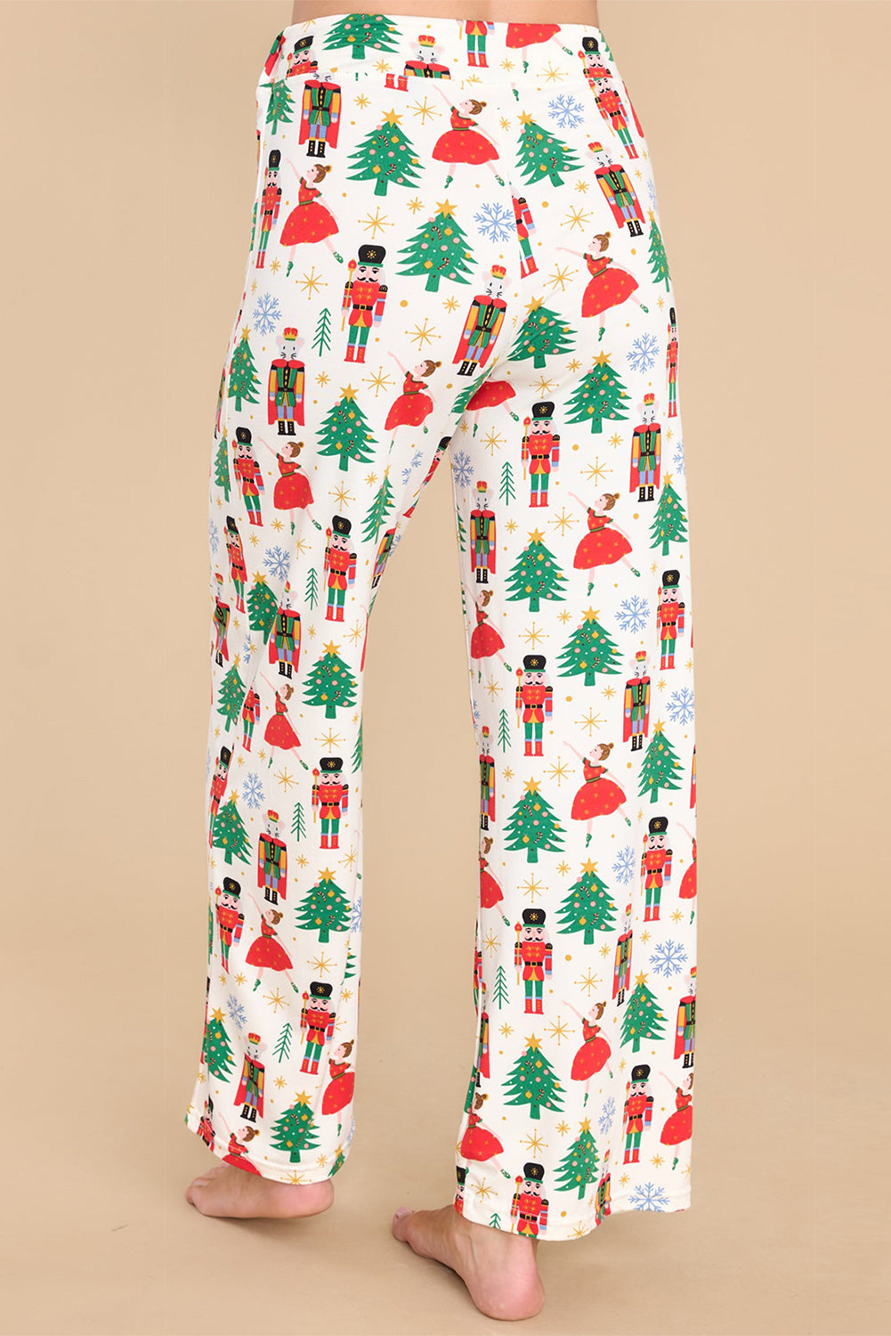 Night clothing two rooms buttoned with white printed Christmas