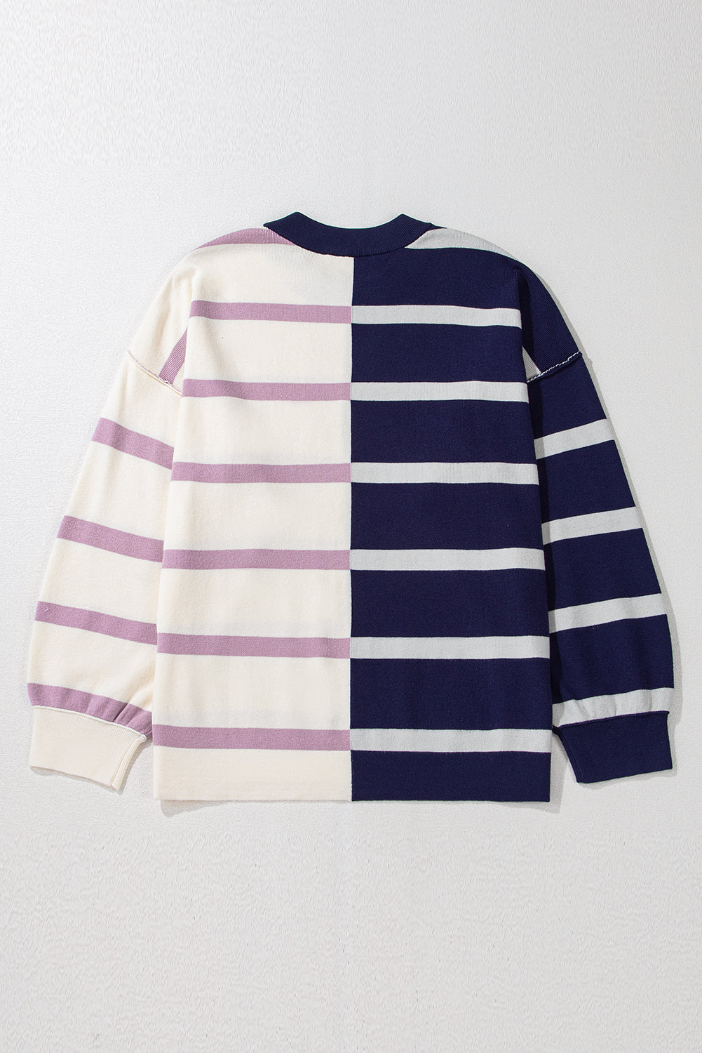 Blue striped color block oversized sweater