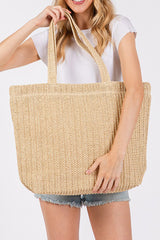 Grand sac cabas de plage en paille tressée