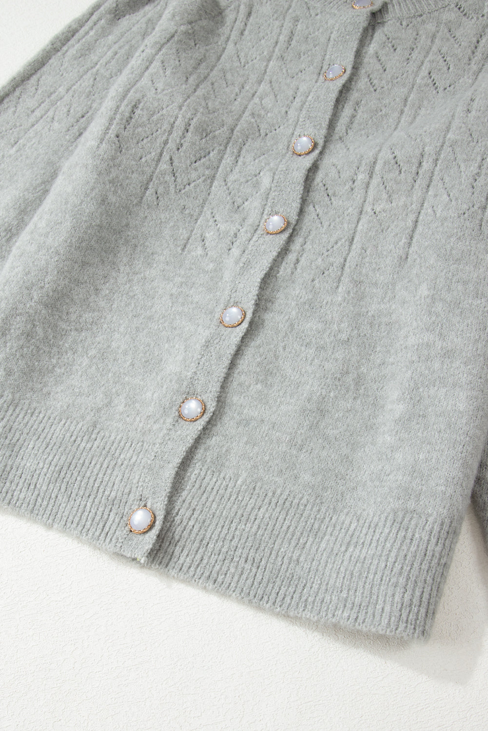 Hollow Out Buttoned Knit Cardigan