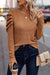 Textured buttoned Gigot sleeve top in solid chestnut