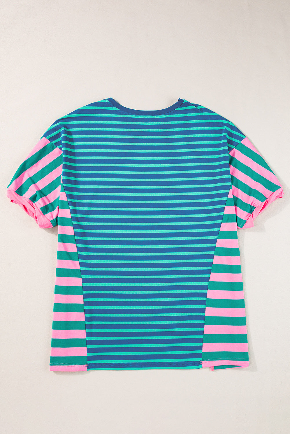 Blue Stripe Colorblock Patchwork THOCH