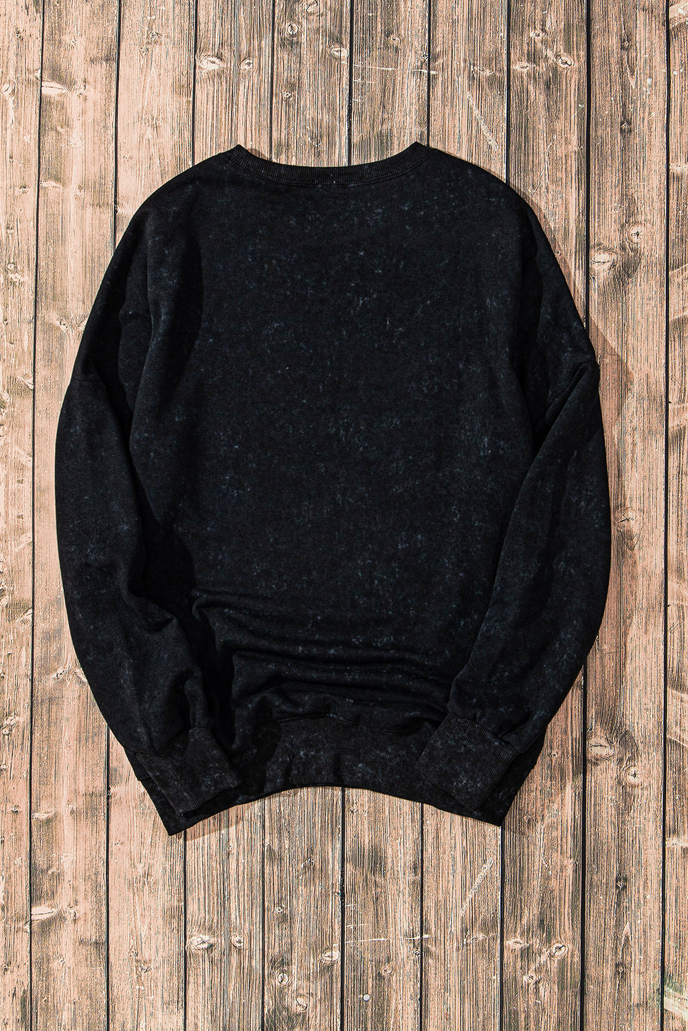 Sweat-shirt oversize noir à épaules tombantes et bordure côtelée