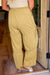 Beige high waisted drawstring fitted band pants