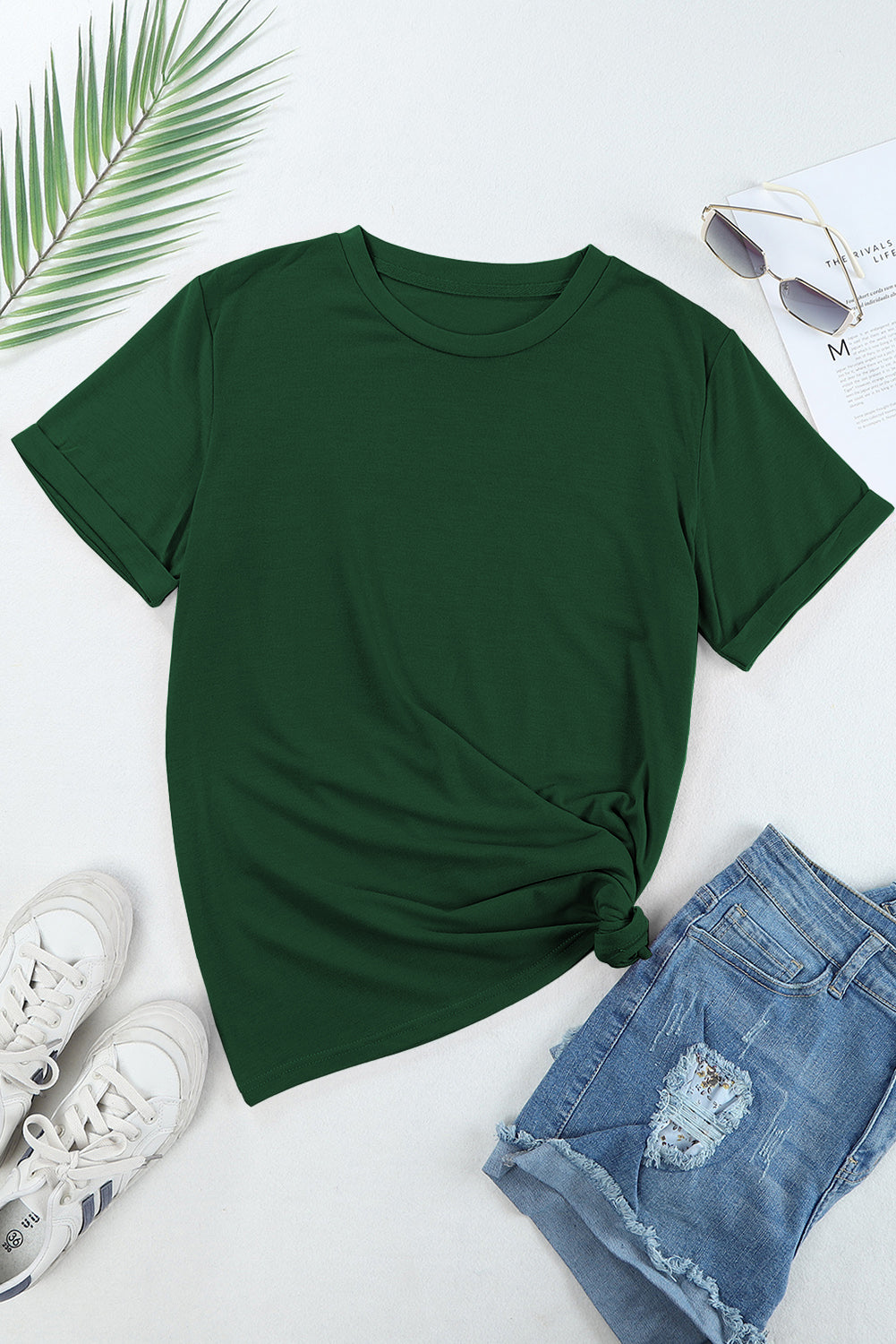 T-shirt à l'équipage à l'équipage vert décontracté vert