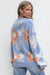 Pull tricoté à épaules tombantes et col rond à fleurs Beau Blue