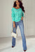 Green Pull Mint en Openwork Knit en V * Collar