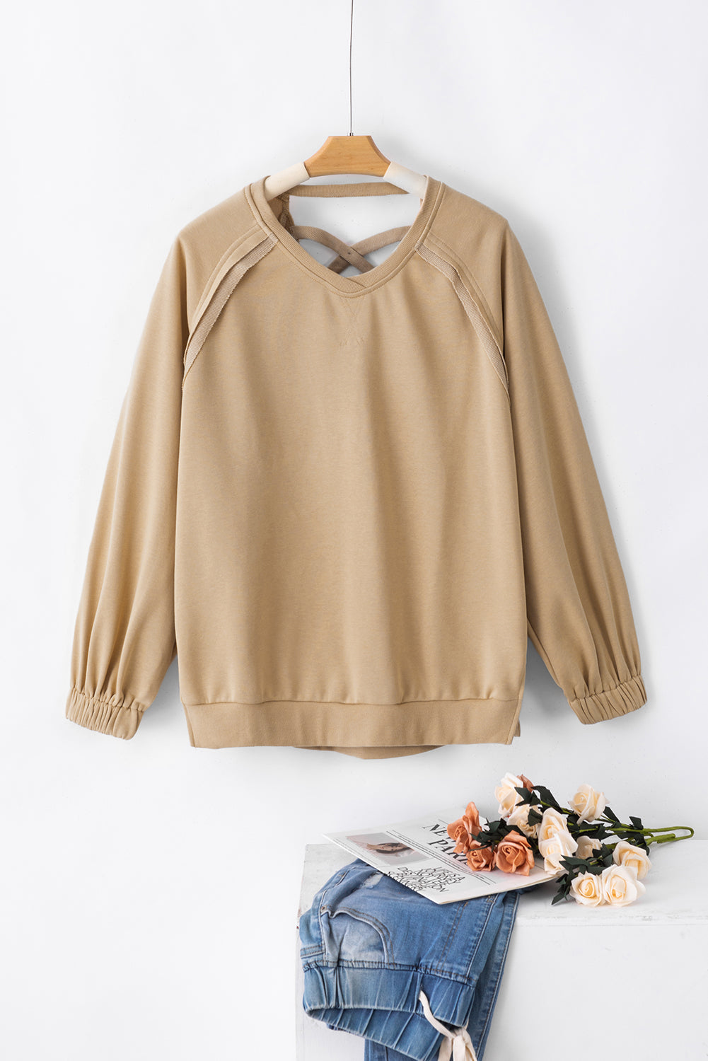 Sweatshirt, beige beige beige ligero, abiertamente