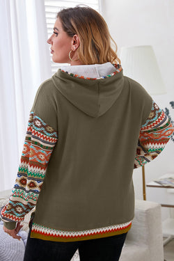 Sudadera con capucha con cordón de apriete en relieve y patchwork Patchwork Jungle Patchwork