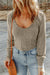 Textured long sleeve u-neck top