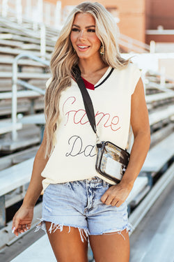 Gilet pull blanc vintage Game Day