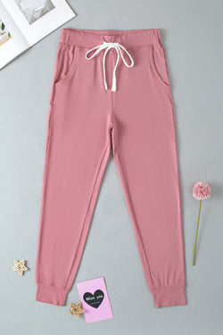 Pantalon de jogging fushia avec poches et cordon de serrage à la taille