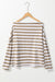 Khaki striped long sleeve boat neck top