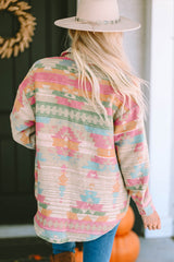 Multicolored jacket with flap pocket and western Aztec print